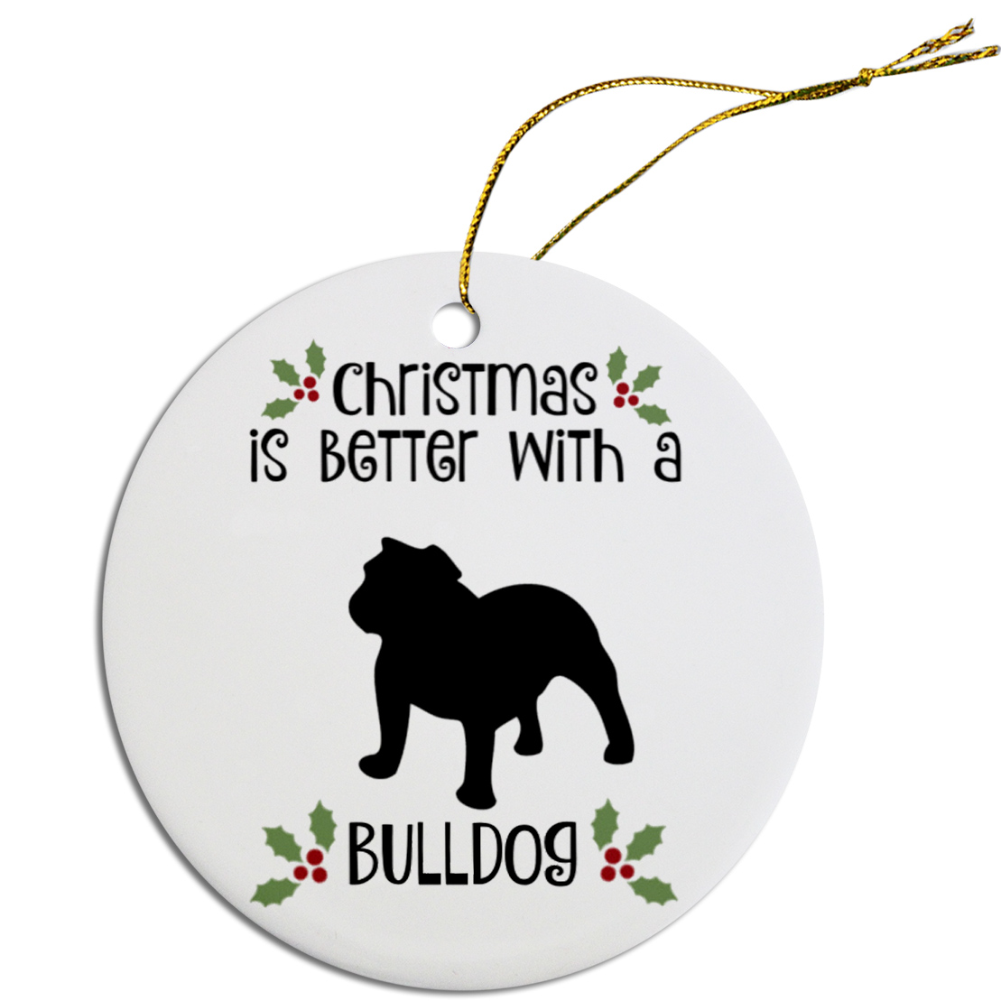 Breed Specific Round Christmas Ornament Bulldog